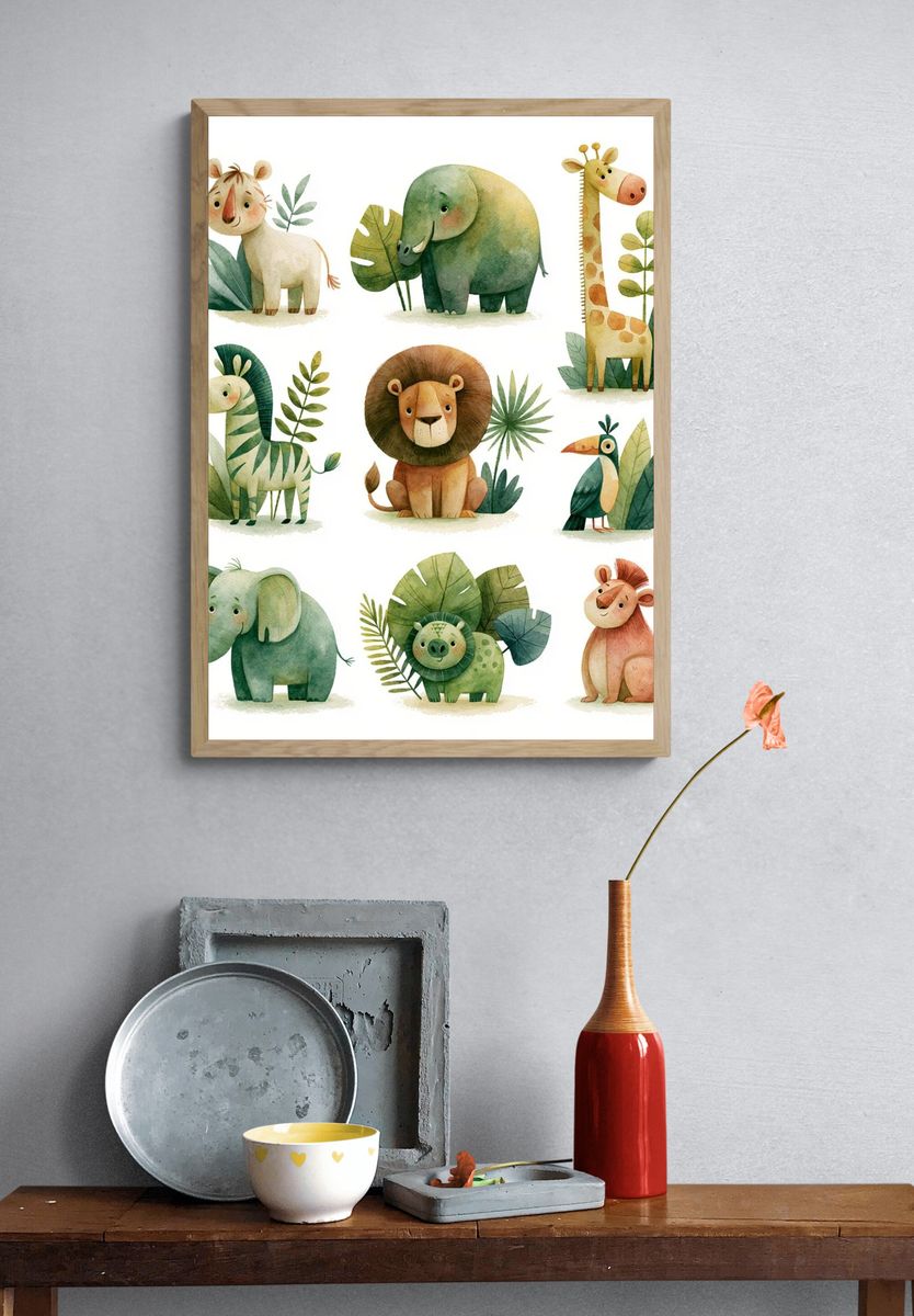 Safari Animals Nursery Poster. — room view 3