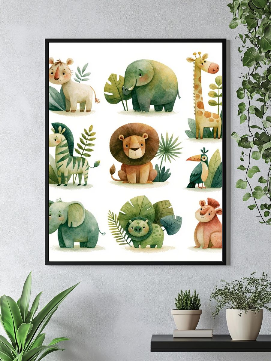 Safari Animals Nursery Poster. — room view 4
