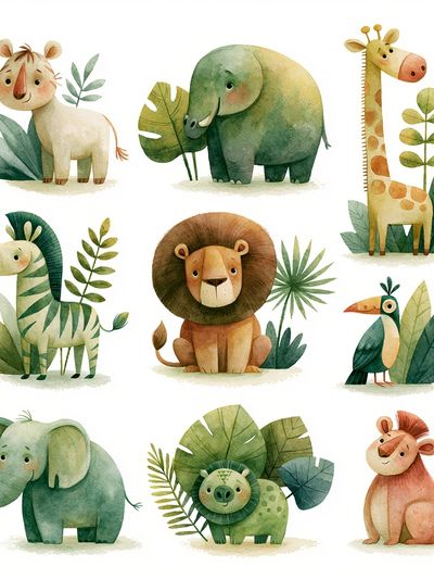 Safari Animals Nursery Poster.
