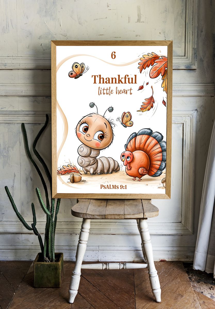Thankful Little Heart Nursery Print. room preview