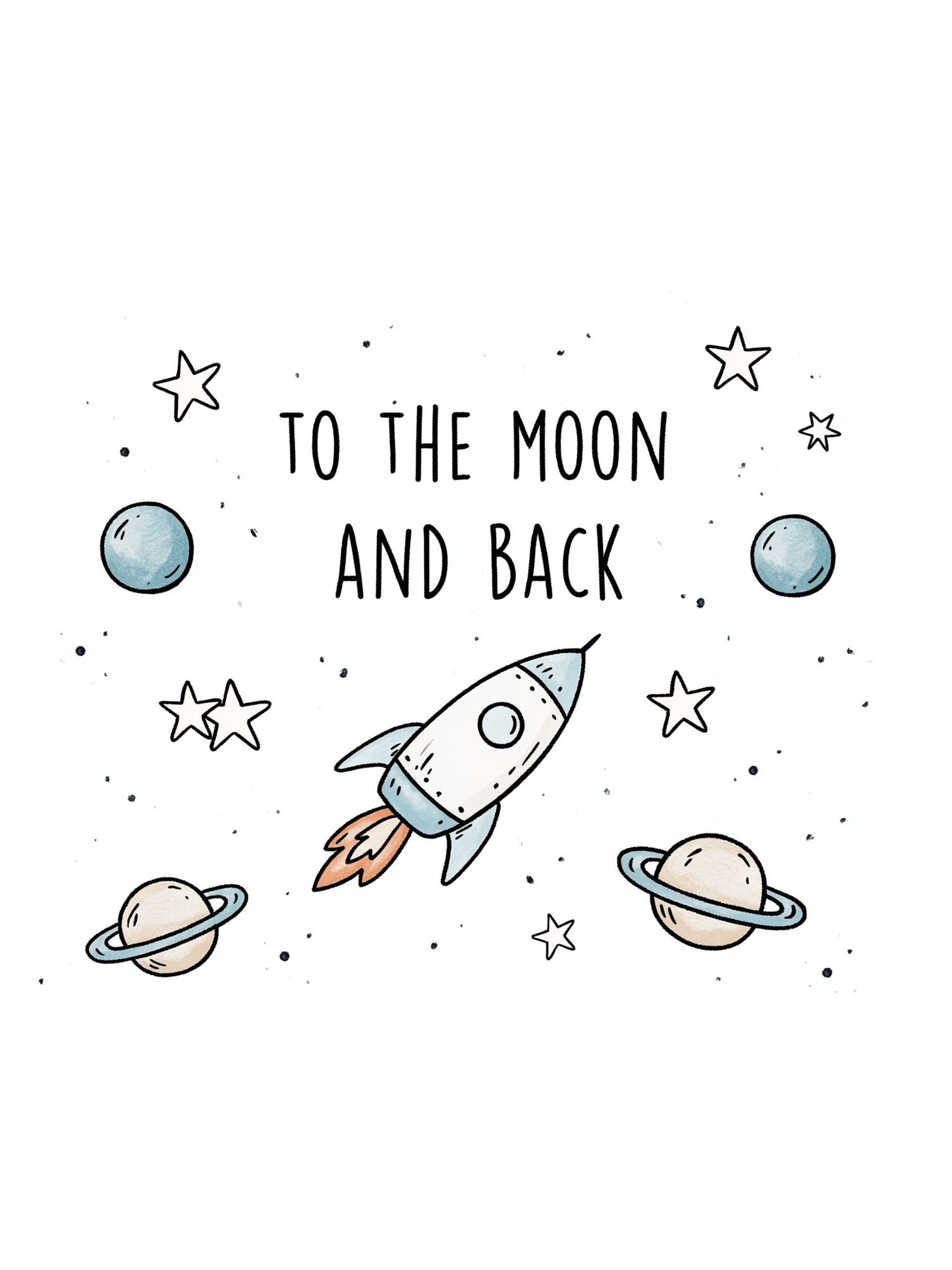 To the Moon and Back Space Print. poster — kids art