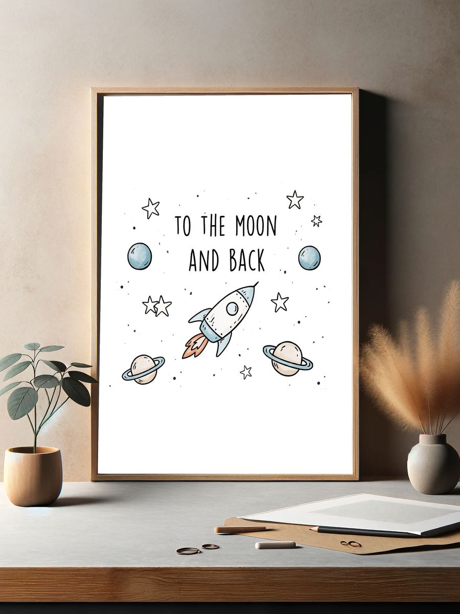 To the Moon and Back Space Print. — room view 2