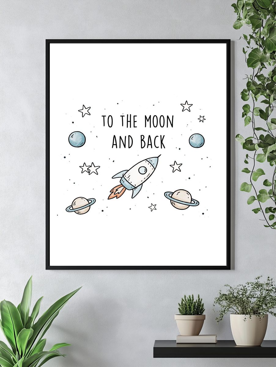 To the Moon and Back Space Print. — room view 4