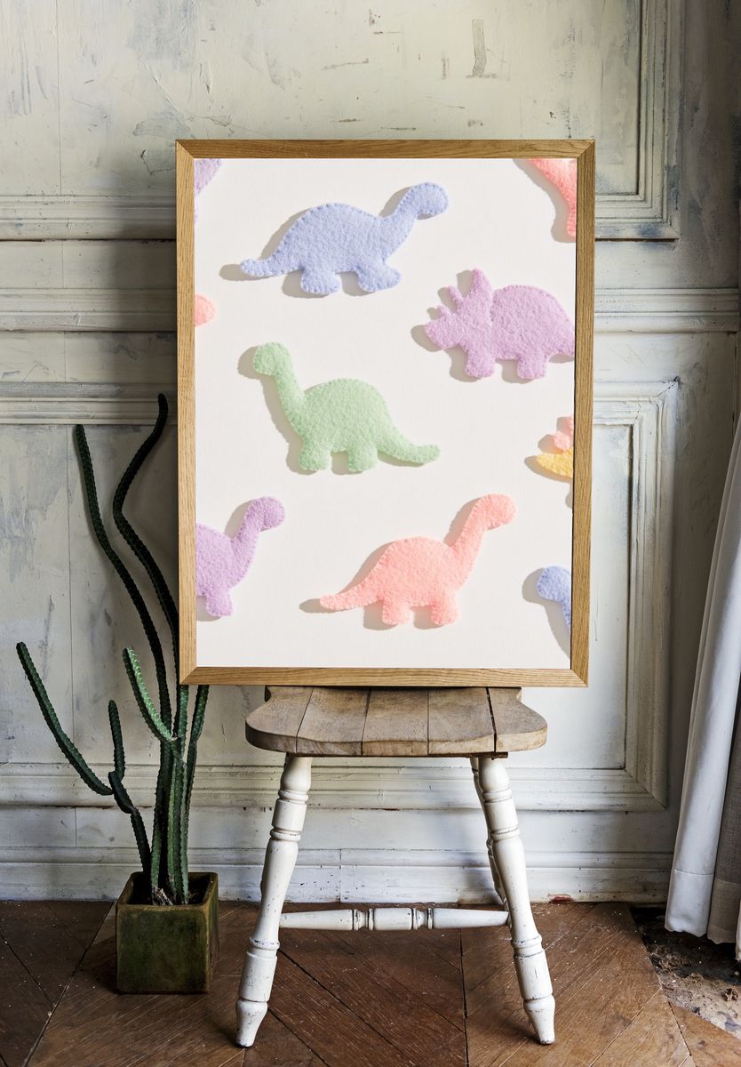 Pastel Dinosaur Pattern Print. room preview