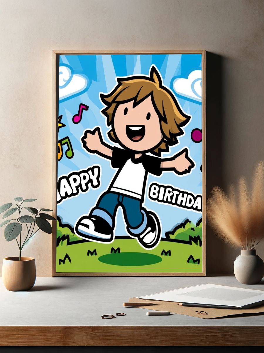 Happy Birthday Cartoon Poster. — room view 2