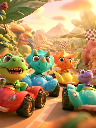 Dinosaur Race Day Illustration Poster.