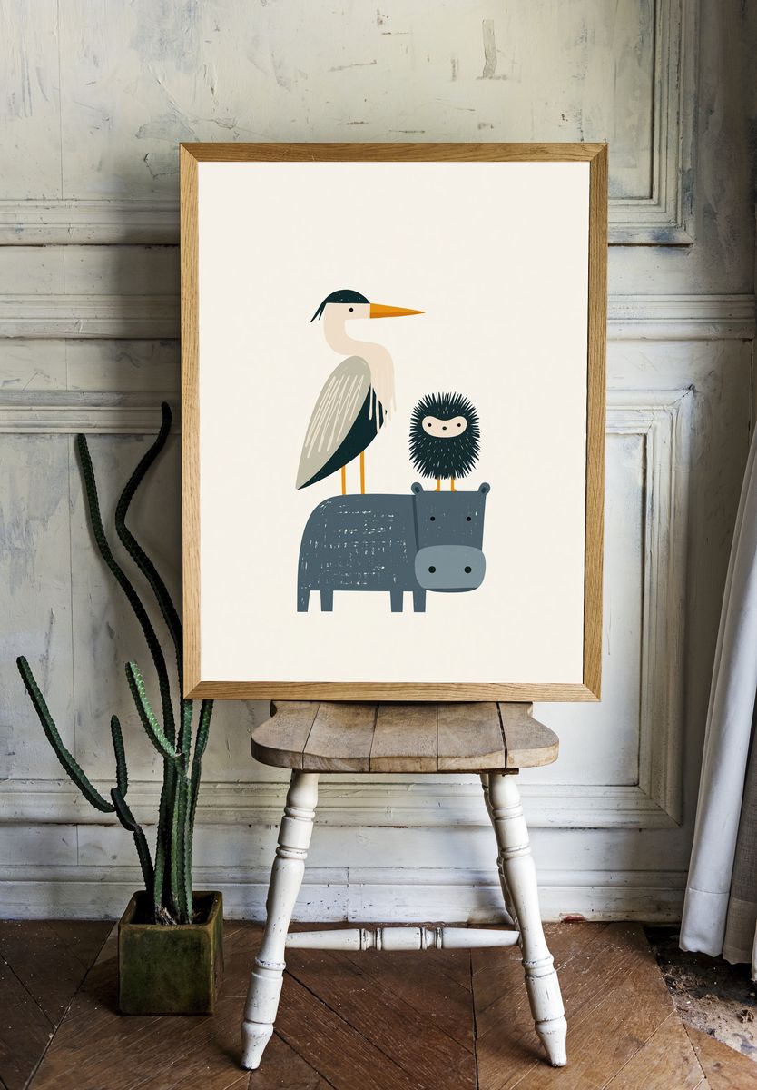 Cute Animal Friends Illustration Poster. room preview