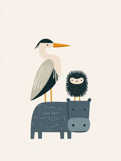 Cute Animal Friends Illustration Poster.