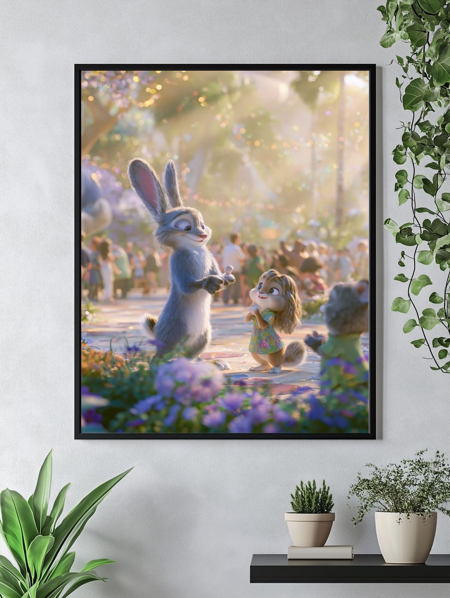 Whimsical Bunny Garden Poster. — room view 4