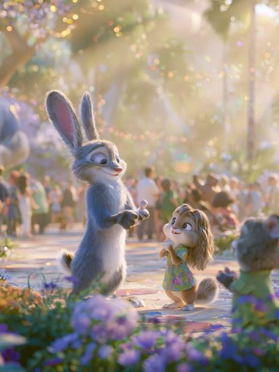 Whimsical Bunny Garden Poster.