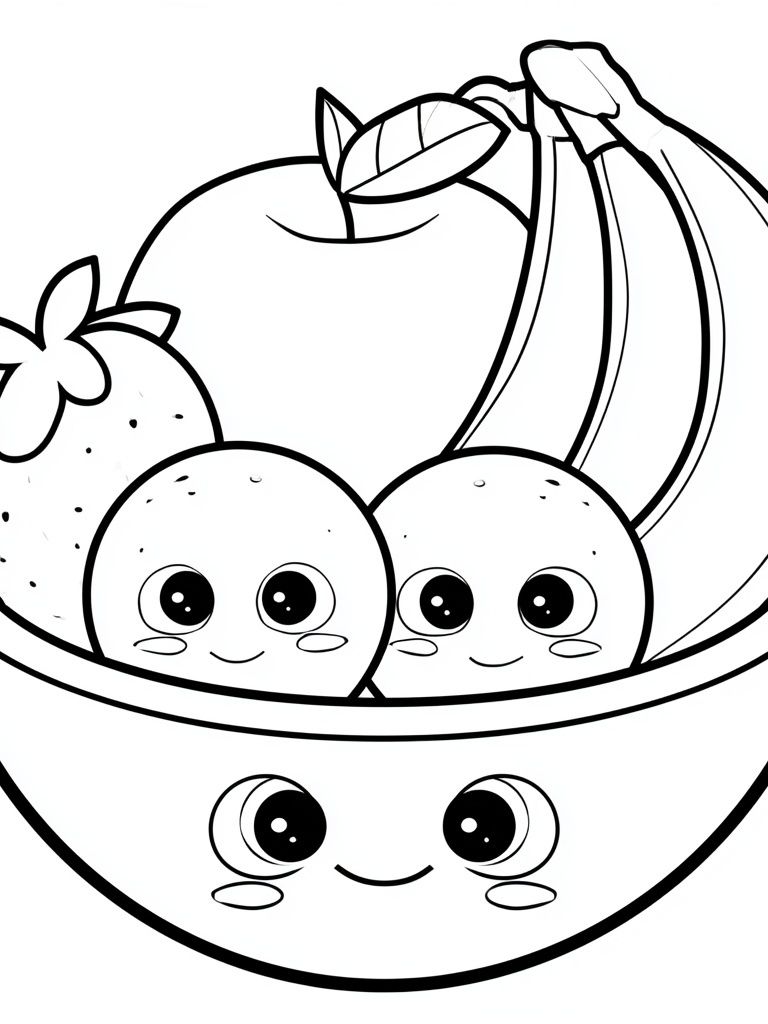 Cute Fruit Bowl Cartoon Print. poster — kids art