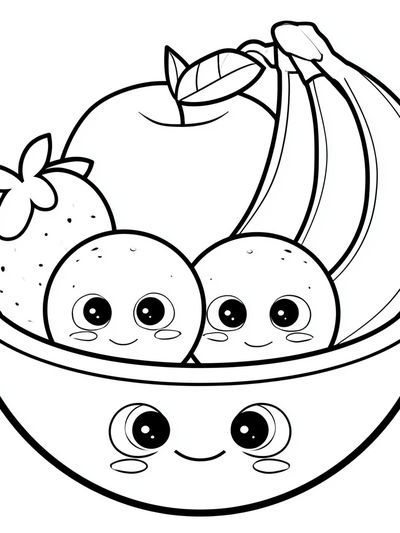 Cute Fruit Bowl Cartoon Print. poster