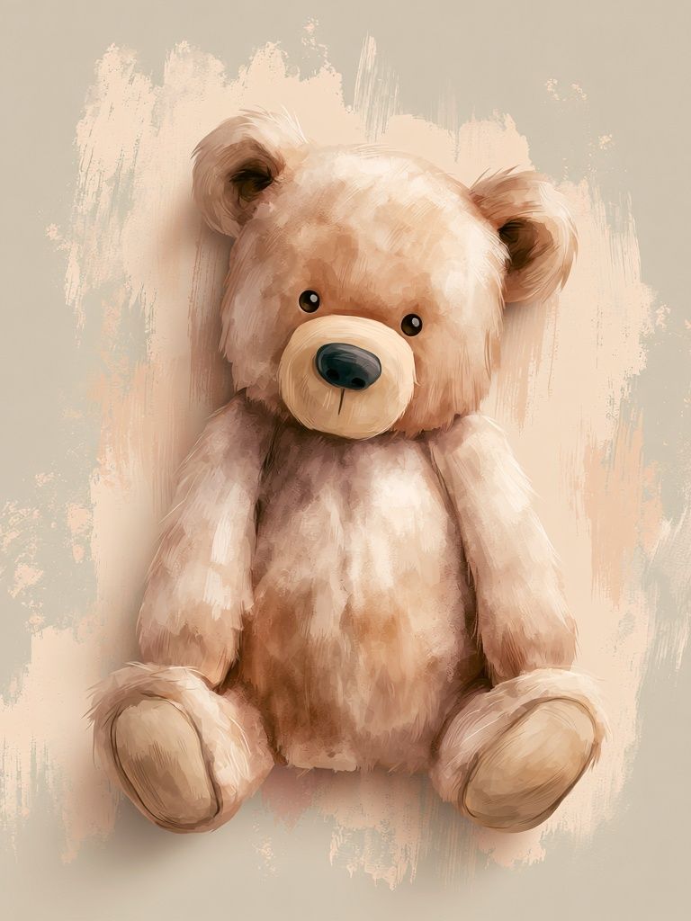 Teddy Bear Watercolor Poster. poster — kids art