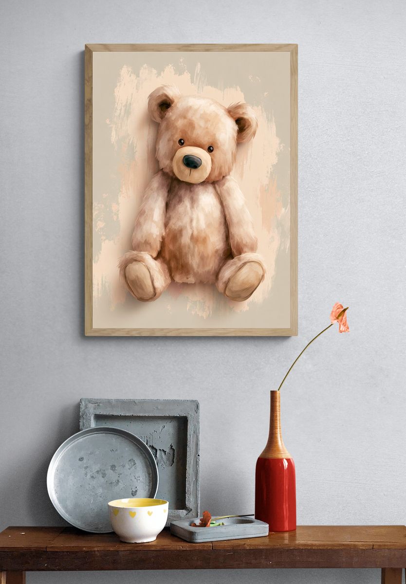 Teddy Bear Watercolor Poster. — room view 3