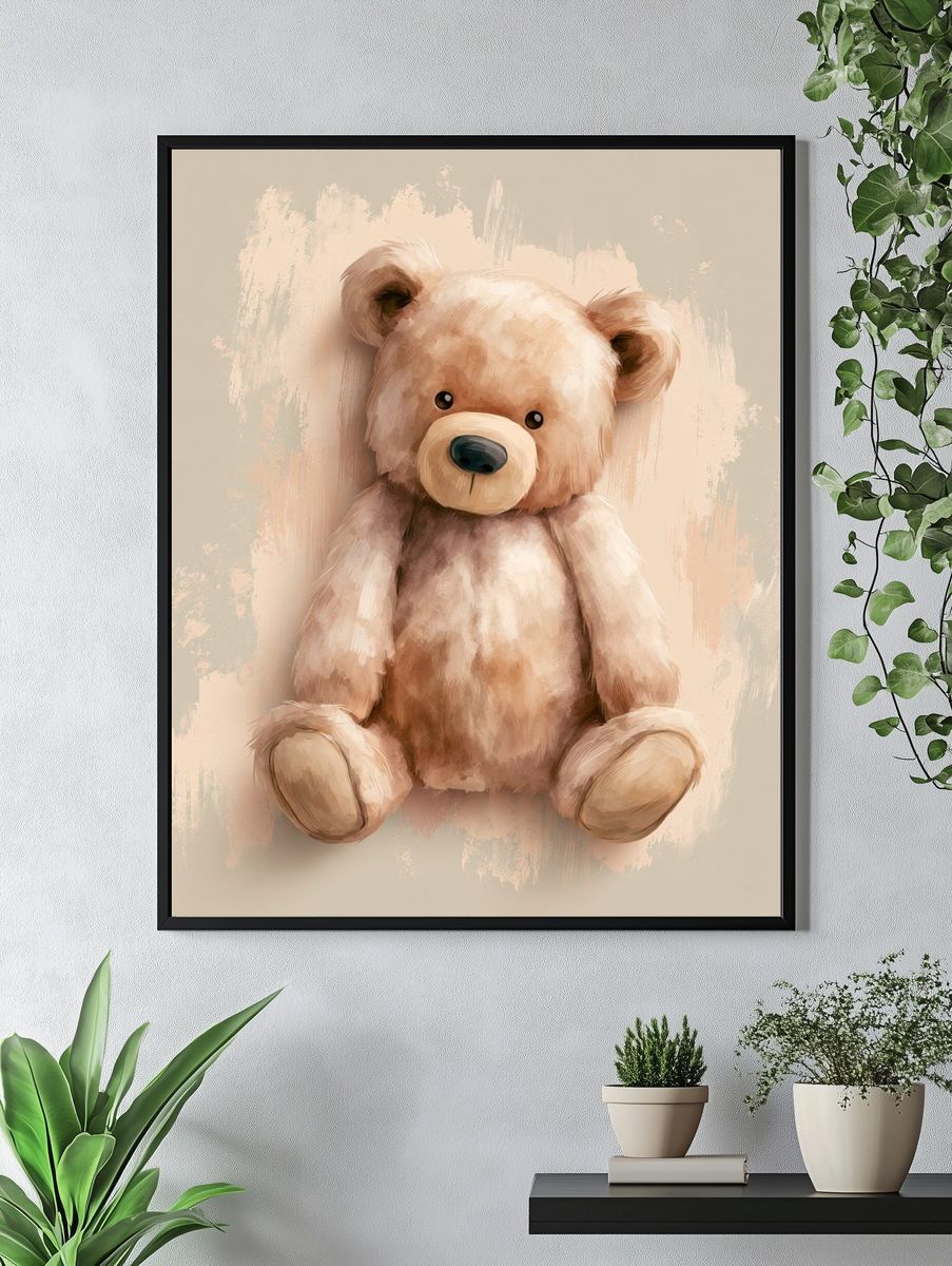 Teddy Bear Watercolor Poster. — room view 4