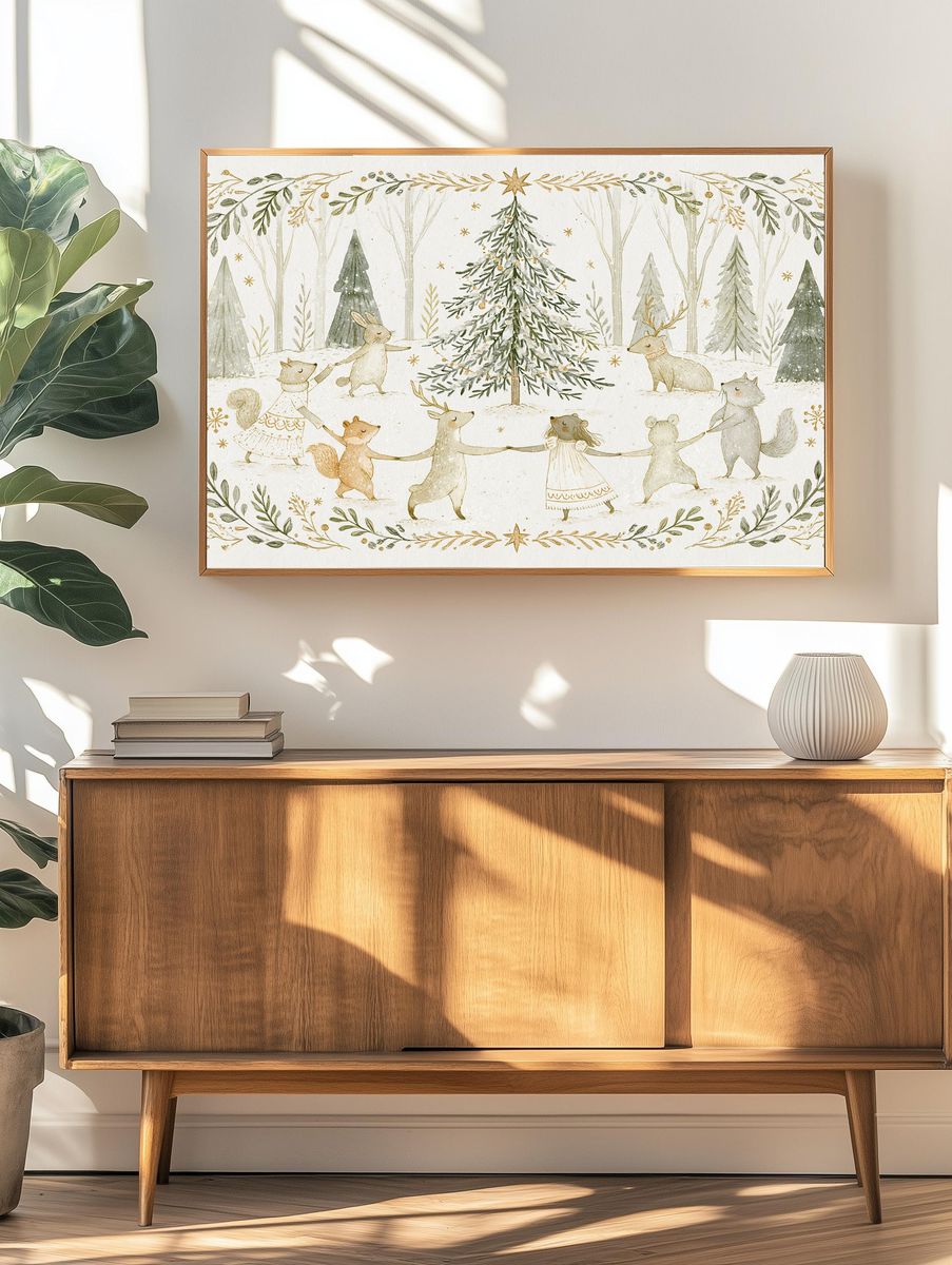 Winter Woodland Animals Illustration Poster. — room view 3