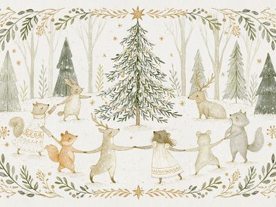 Winter Woodland Animals Illustration Poster.