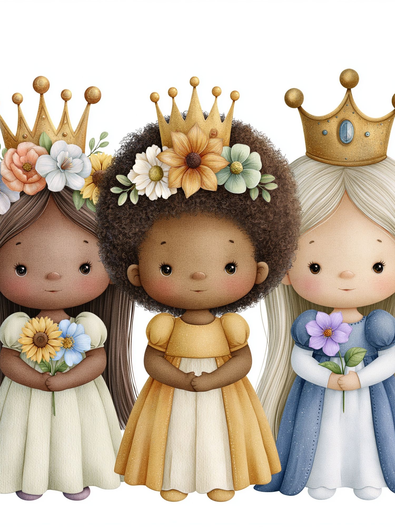 Flower Crown Princesses Illustration Poster. poster — kids art