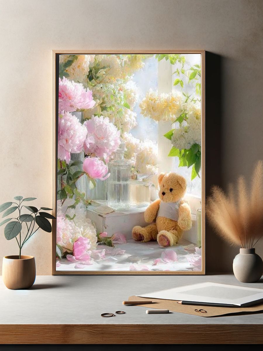 Teddy Bear in Bloom Poster. — room view 2