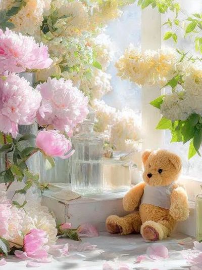 Teddy Bear in Bloom Poster.