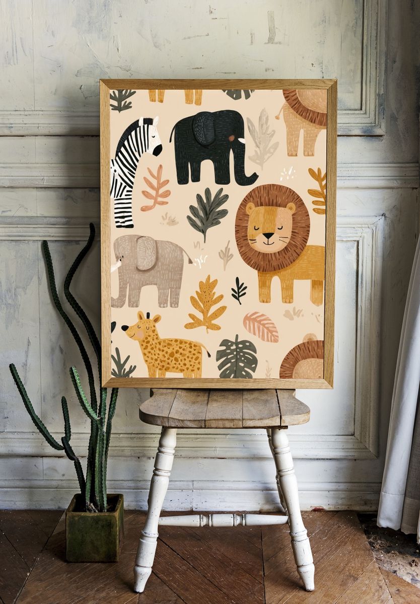 Cute Animal Friends — Kids Illustration Print. — room view 1