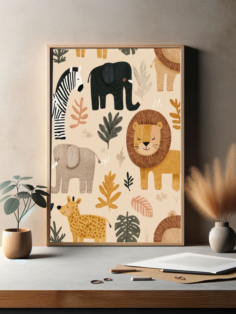Cute Animal Friends — Kids Illustration Print. — room view 2