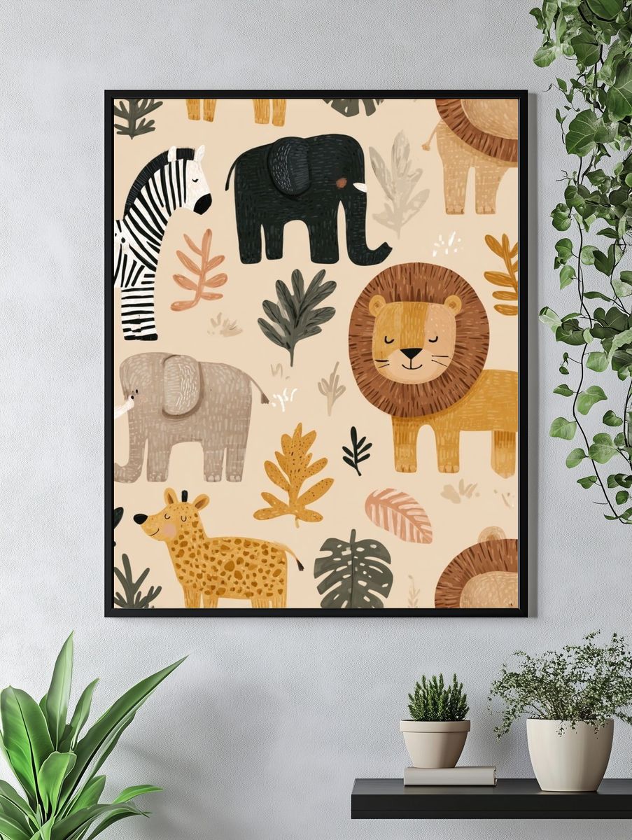 Cute Animal Friends — Kids Illustration Print. — room view 4