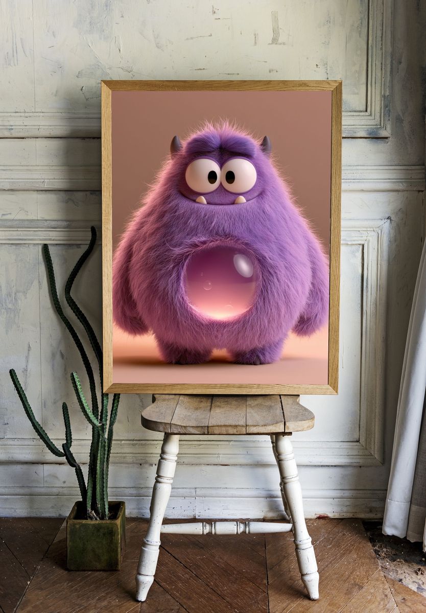 Purple Monster Character Poster. room preview