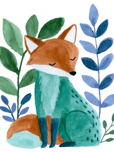 Sleeping Fox Watercolor Print.