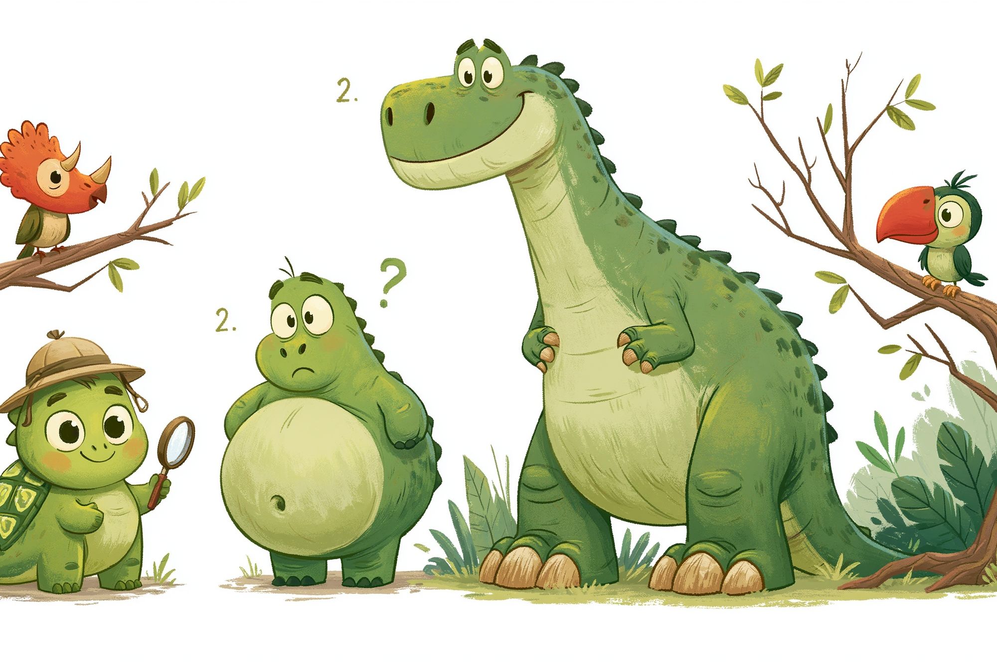 Cute Dinosaur Friends Illustration Poster. poster — kids art