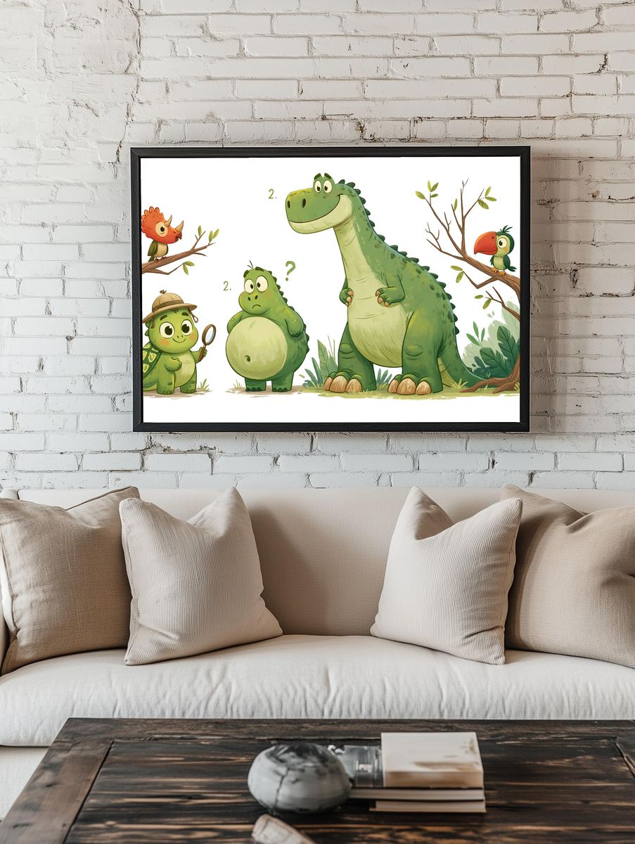 Cute Dinosaur Friends Illustration Poster. room preview