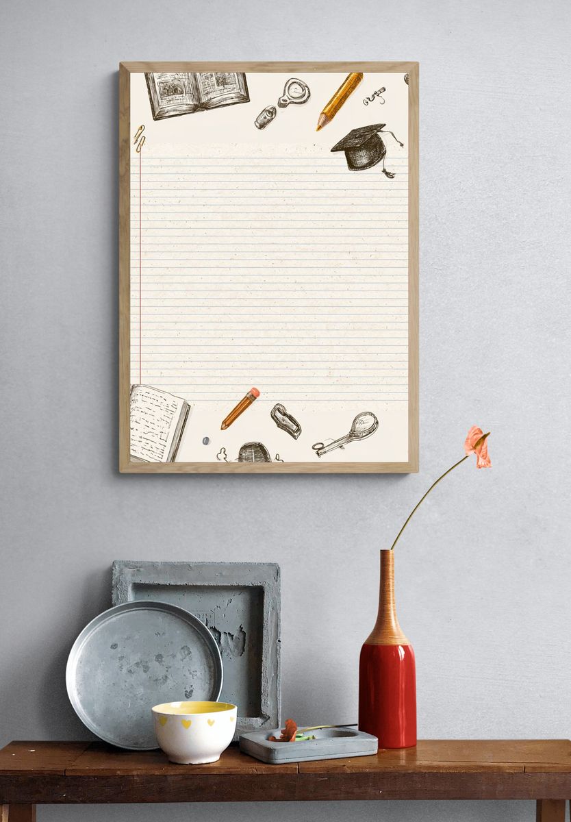 School Supplies Illustration Poster. — room view 3