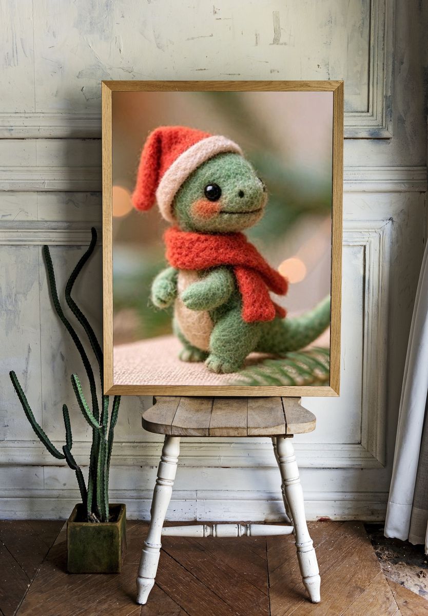 Felt Dinosaur Holiday Poster. room preview