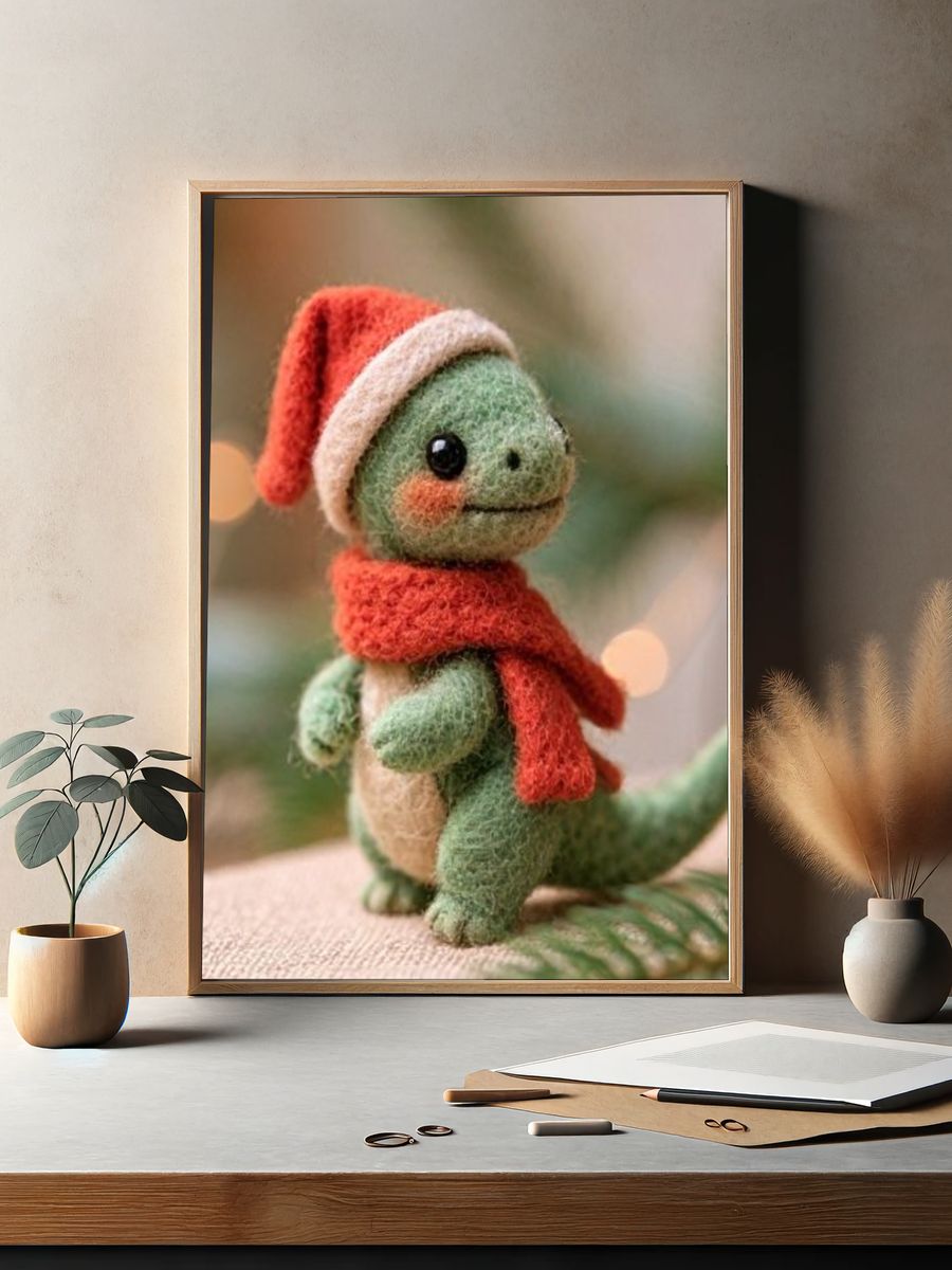 Felt Dinosaur Holiday Poster. — room view 2