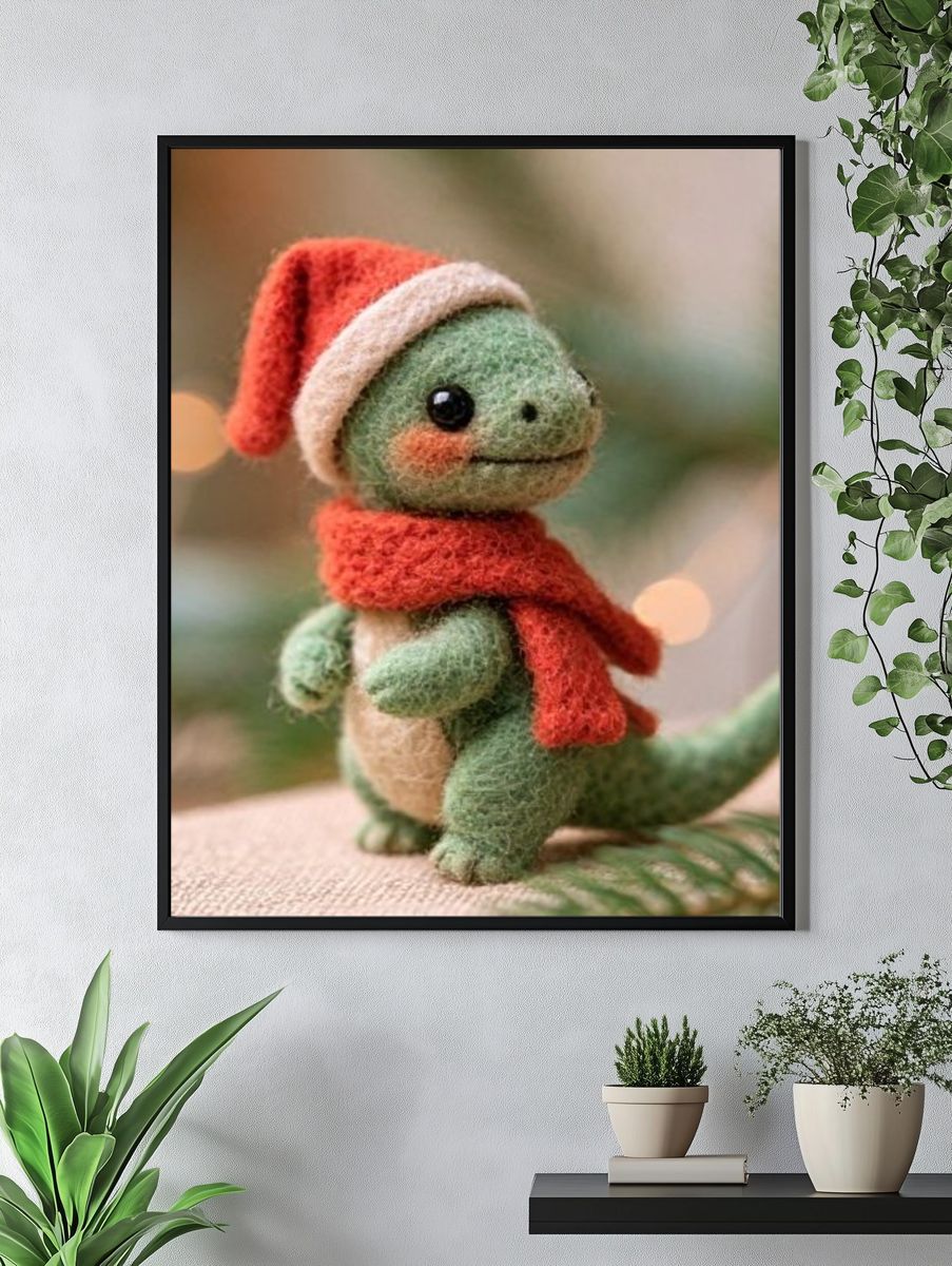 Felt Dinosaur Holiday Poster. — room view 4