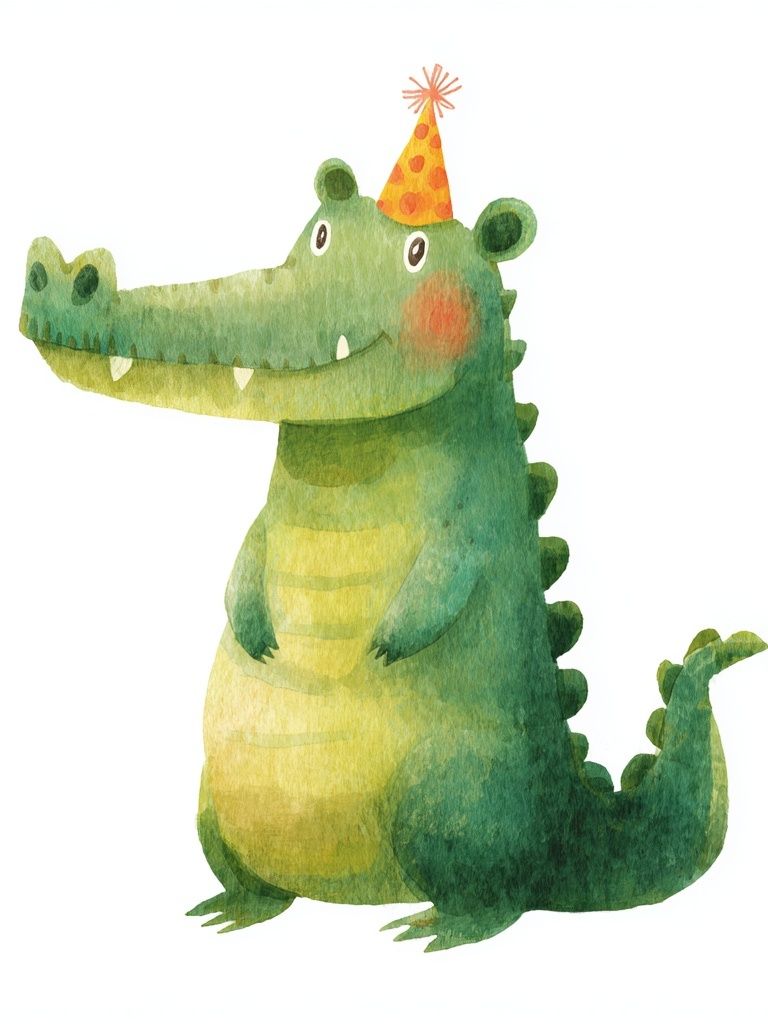 Happy Crocodile — Watercolor Print. poster — kids art