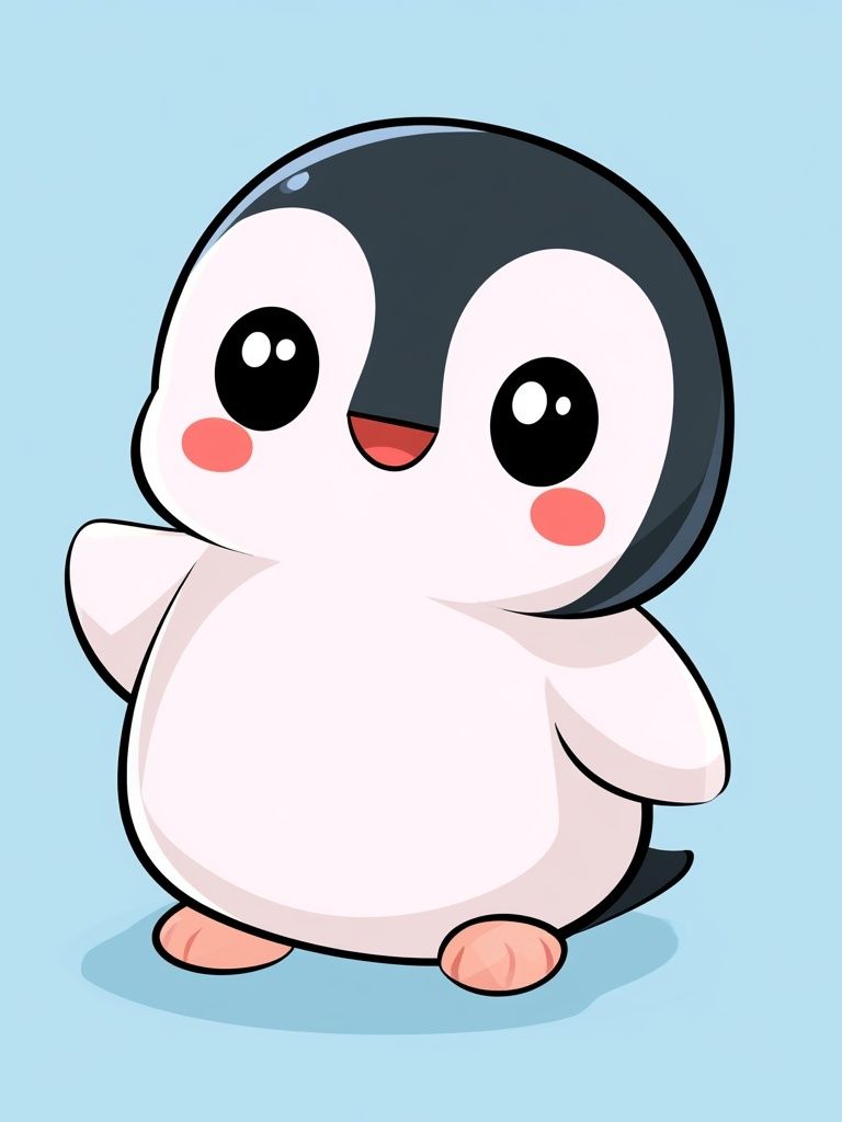 Cute Penguin Cartoon Poster. poster detail