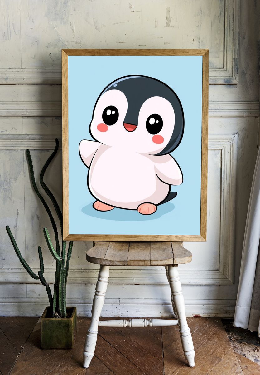 Cute Penguin Cartoon Poster. room preview