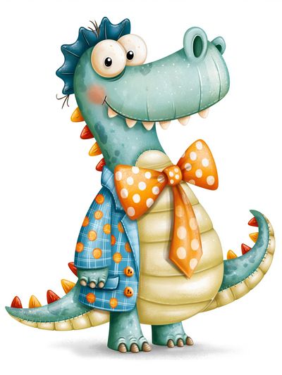 Dapper Dinosaur Illustration Poster.