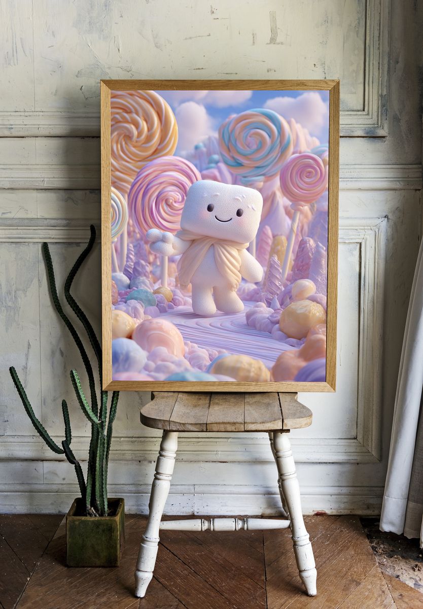 Candy Cloud Character Illustration Poster. — room view 1