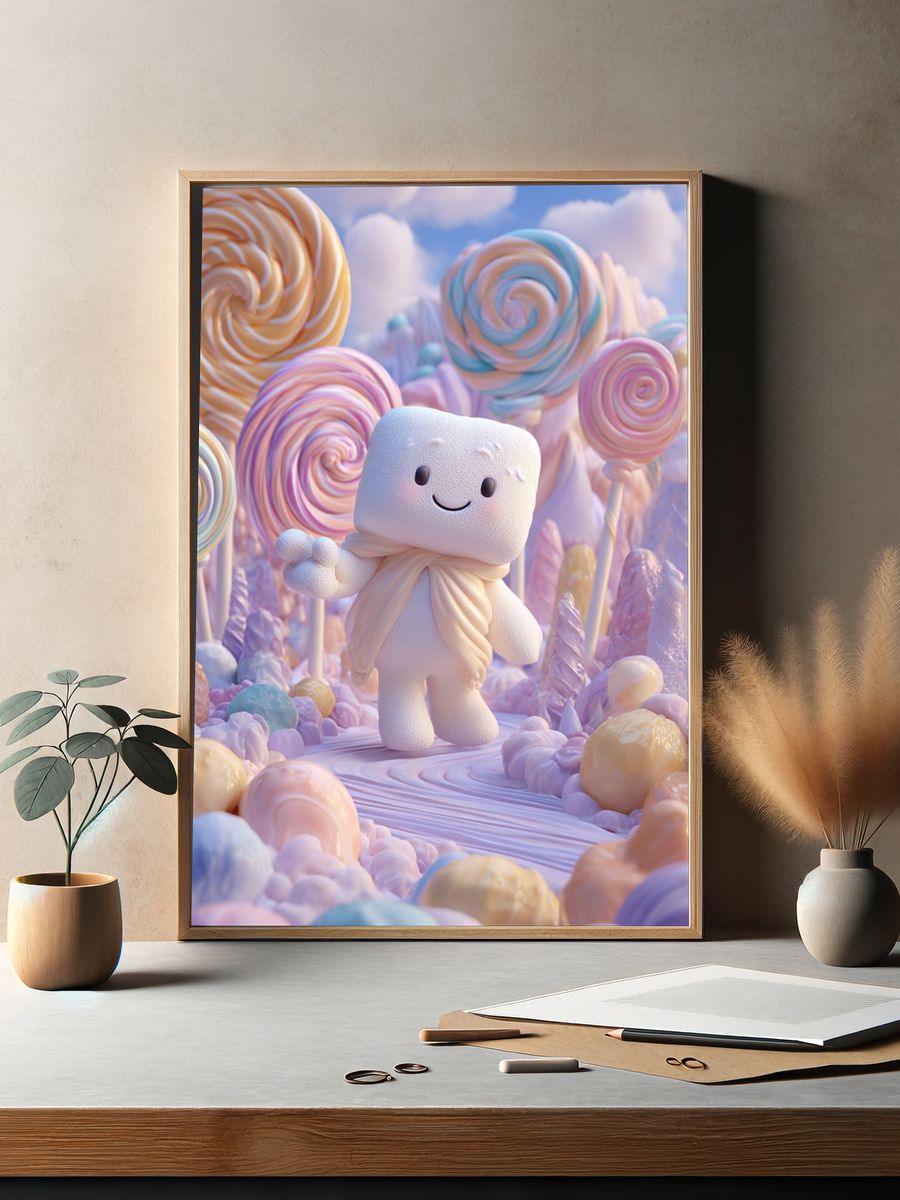 Candy Cloud Character Illustration Poster. — room view 2