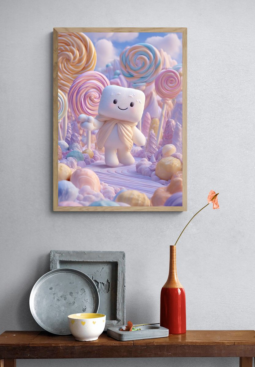 Candy Cloud Character Illustration Poster. — room view 3