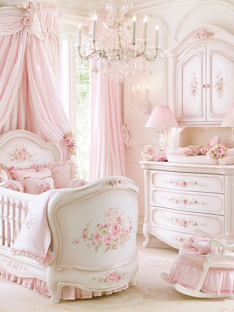 Pink Princess Nursery Interior Print. poster detail