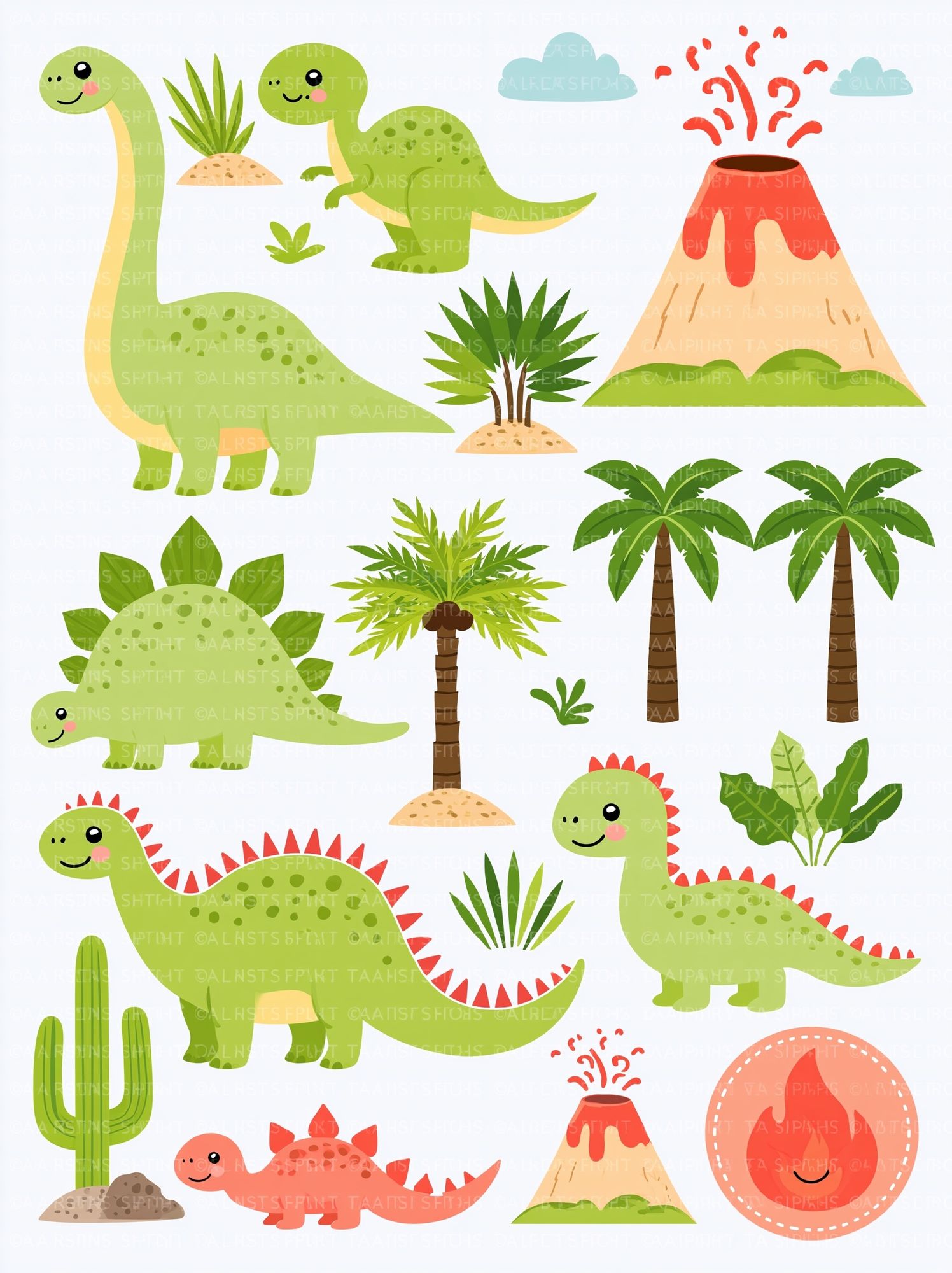 Cute Dinosaur Nursery Illustration Poster. poster detail