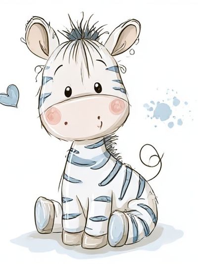 Cute Zebra Nursery Illustration Poster.