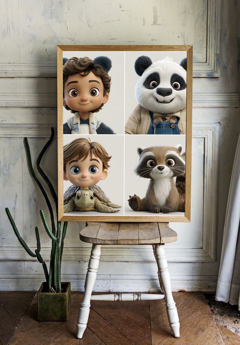 Cute Animal Friends Illustration Poster. room preview