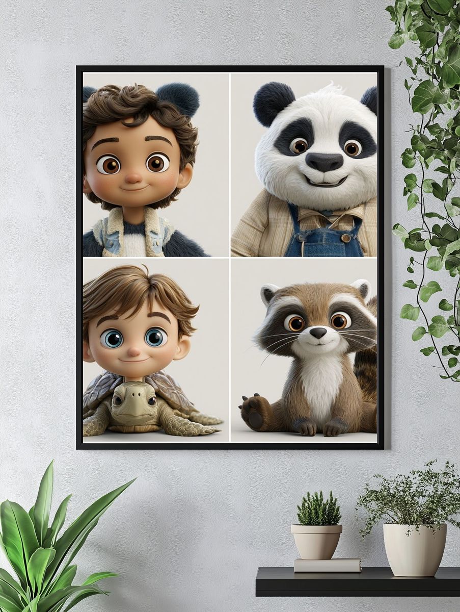 Cute Animal Friends Illustration Poster. — room view 4