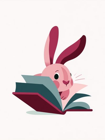 Reading Bunny Cartoon Print.