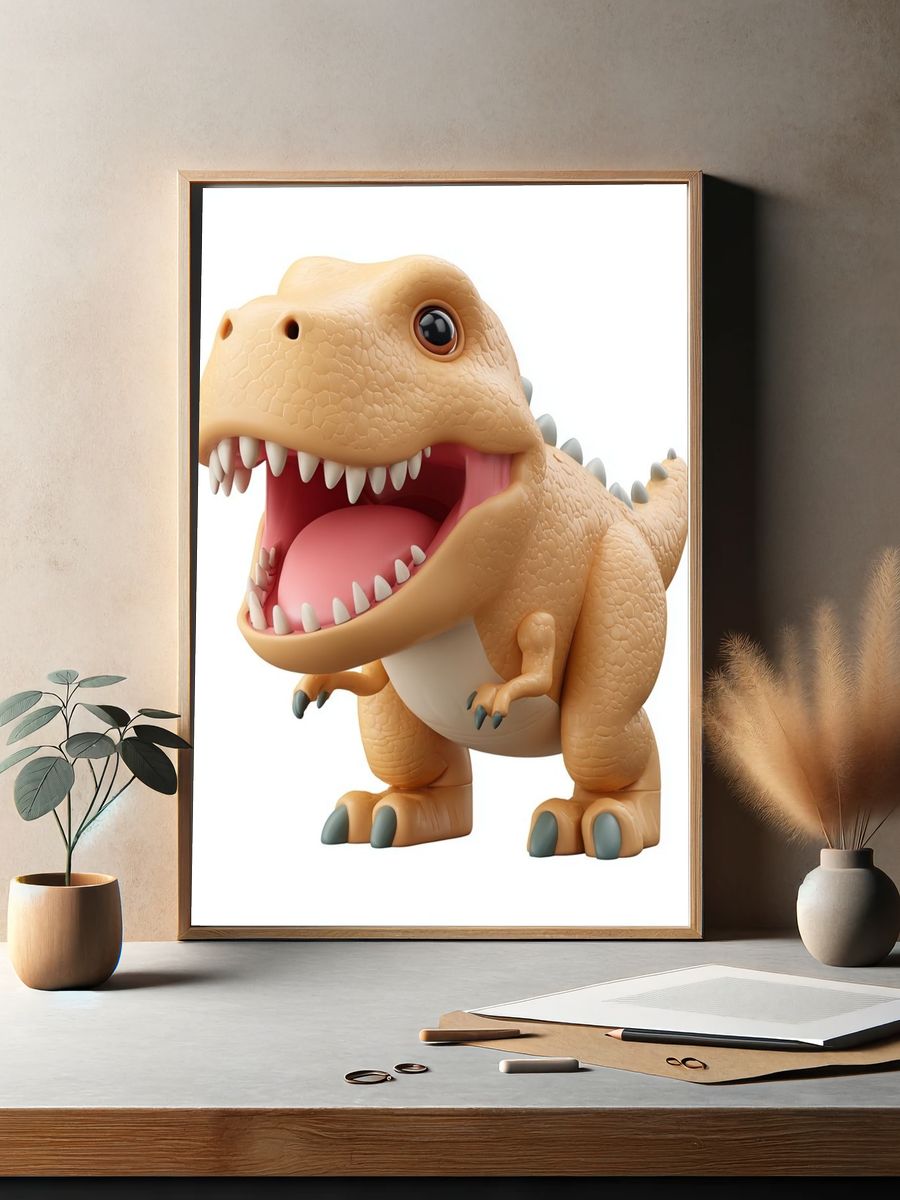 Cute T-Rex Cartoon Poster. — room view 2