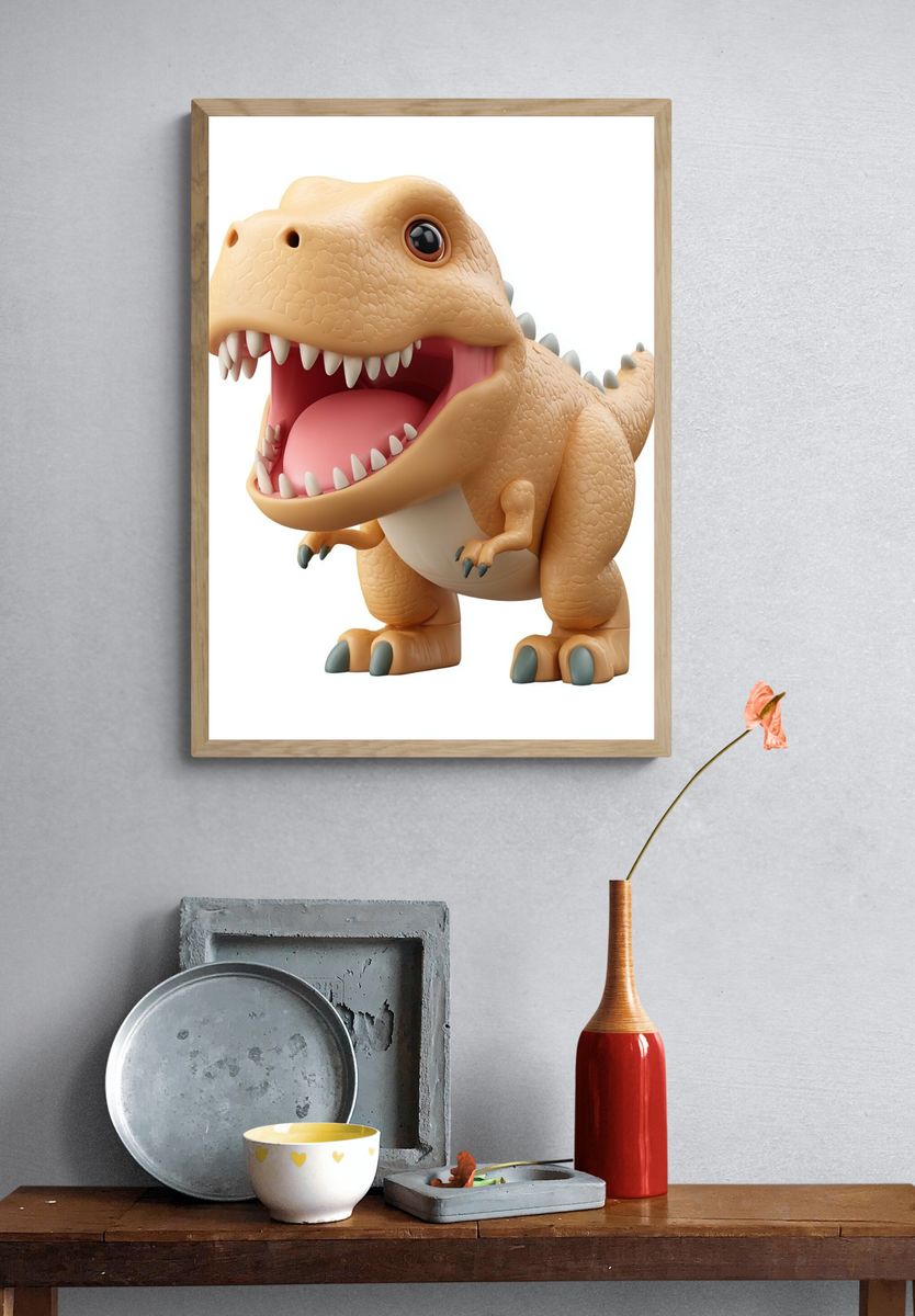 Cute T-Rex Cartoon Poster. — room view 3